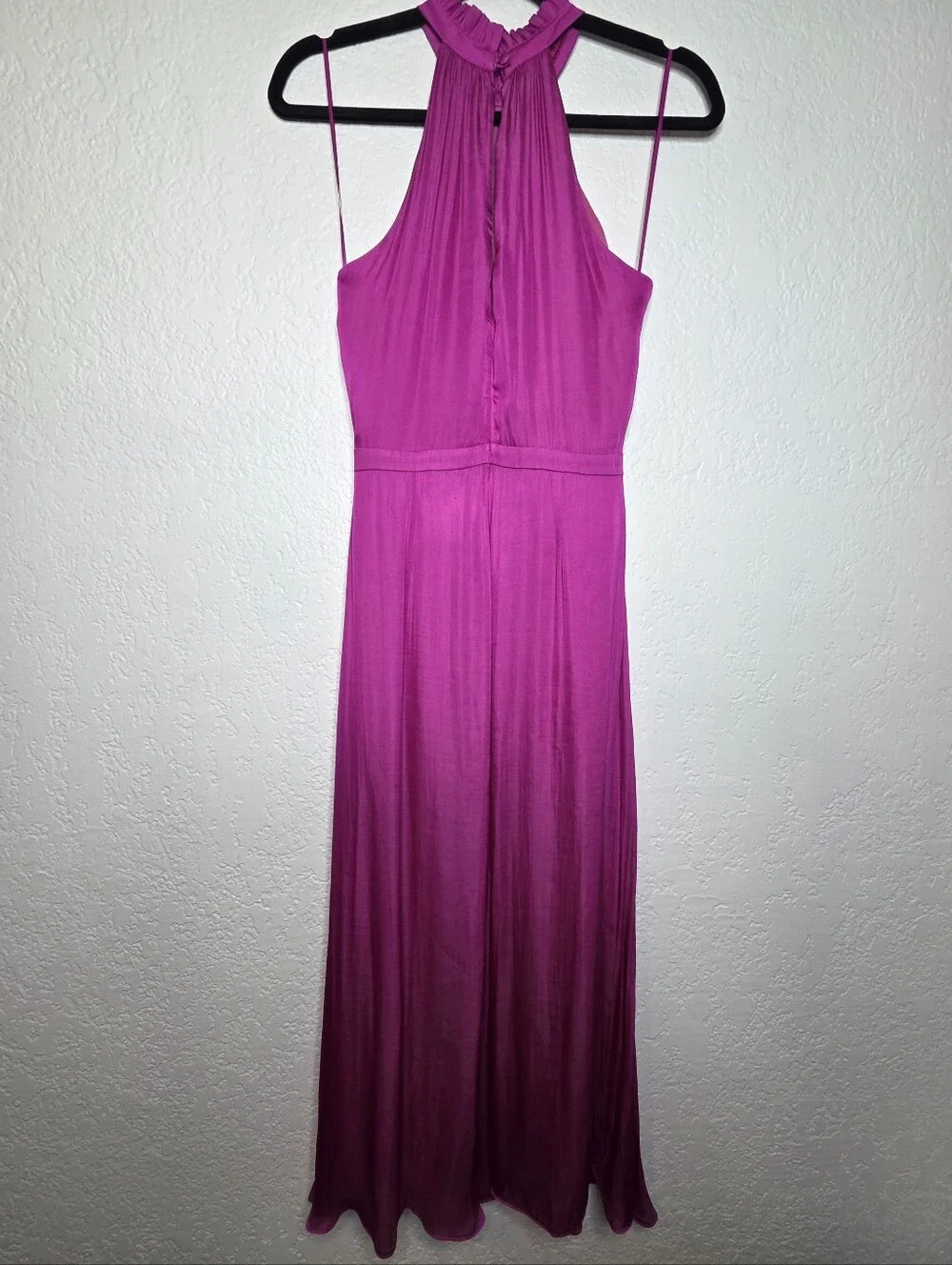 Banana Republic Sleeveless Ruffle Halter Maxi Dress, Fuchsia Pink Size 0 Magenta